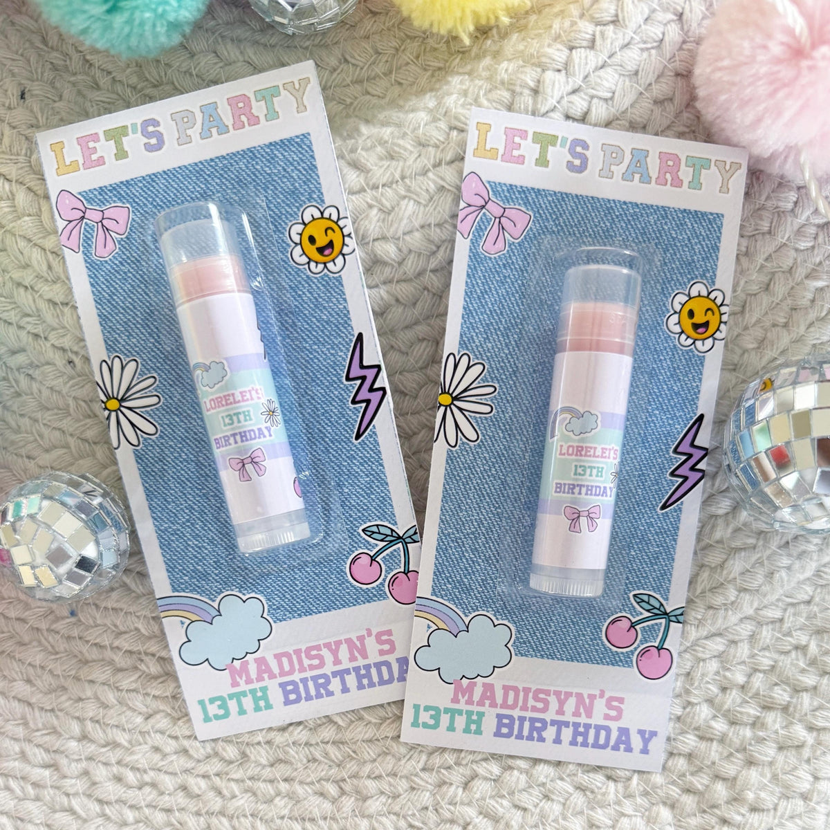 Preppy Patch Lip Balm Party Favors - Gloss Favors - Lets Party - Favors - Retro - Varsity Patch - Patch Letters -Girl Birthday -Teen - Tween