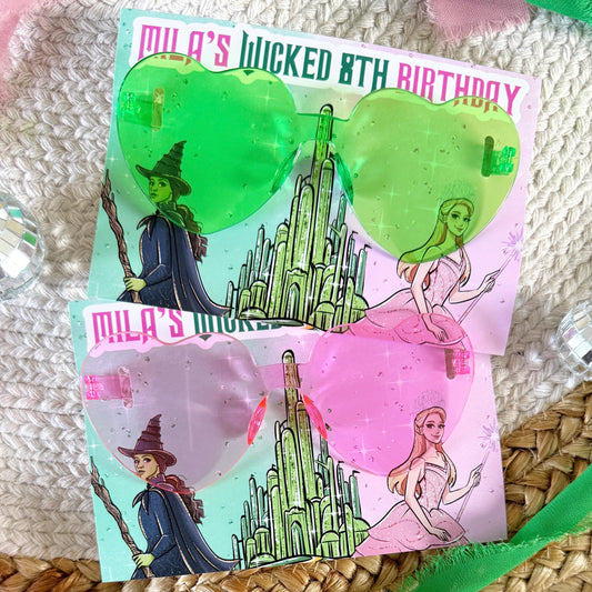 WICKED Sunglasses Party Favors - Wicked Party - Favors - Pink and Green - Elphaba - Glinda - Wicked Birthday - Wicked Goodie Bags - Witches