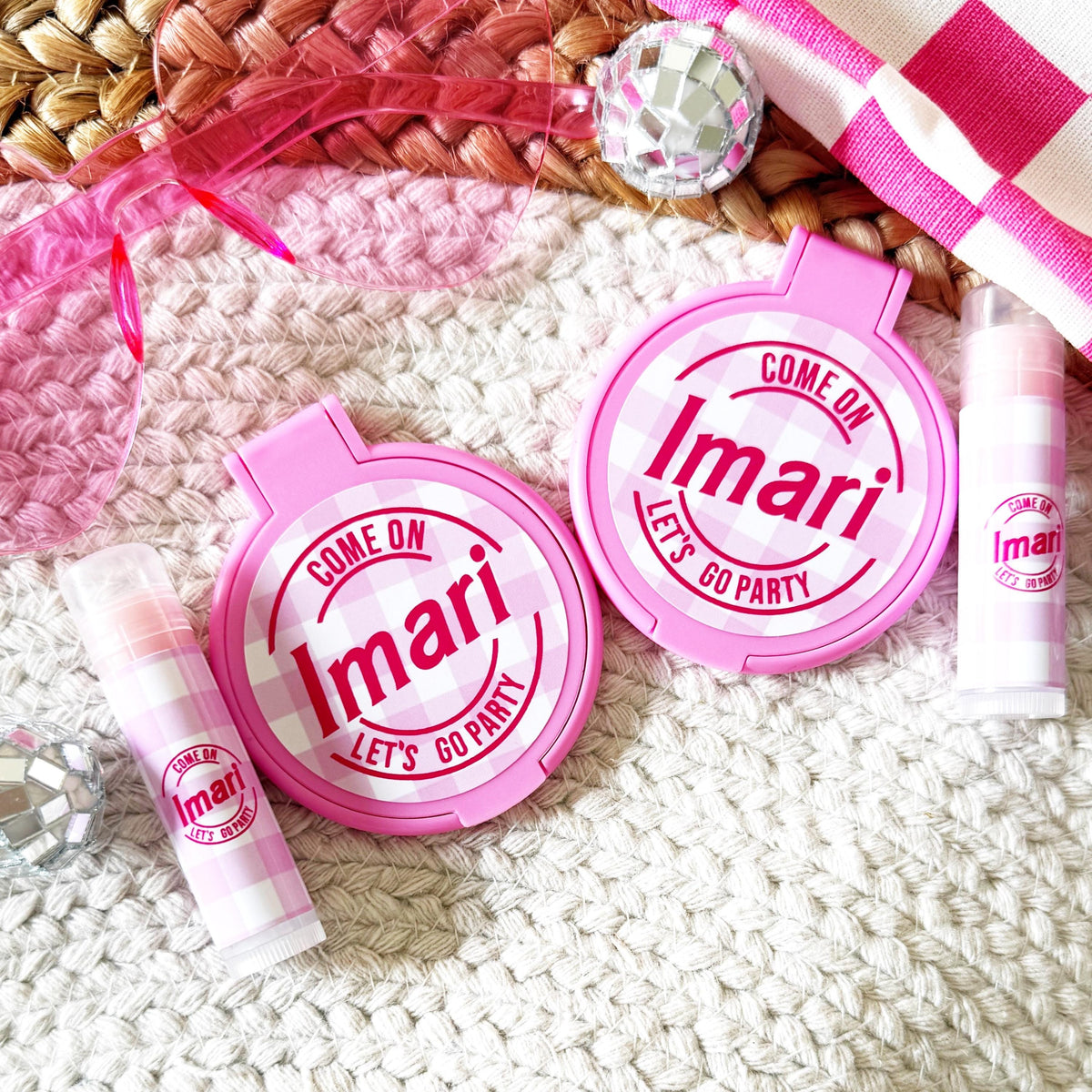 Lets Go Party Compact Mirror Favors - Come on lets go Party - Baby Doll Party Favors - Doll Party - Pink Party Mirror Favors