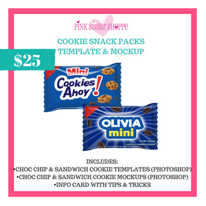 PINK SUGAR SHOPPE COOKIE SNACK PACKS TEMPLATE AND MOCKUP