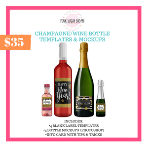 PINK SUGAR SHOPPE CHAMPAGNE AND WINE BOTTLE TEMPLATES