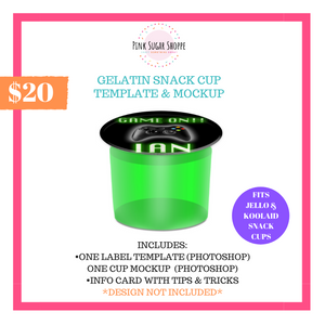 PINK SUGAR SHOPPE GELATIN SNACK CUP TEMPLATE AND MOCKUP