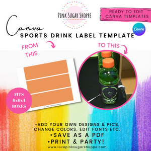 PINK SUGAR SHOPPE SPORTS DRINK LABEL TEMPLATE