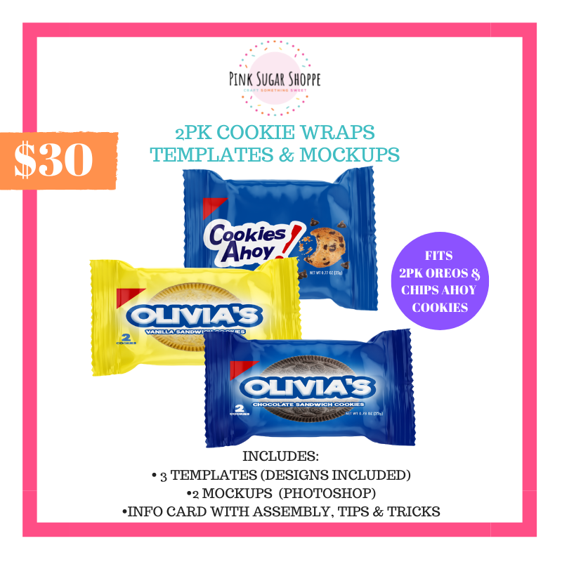 PINK SUGAR SHOPPE 2PK COOKIE WRAPS TEMPLATE AND MOCKUP