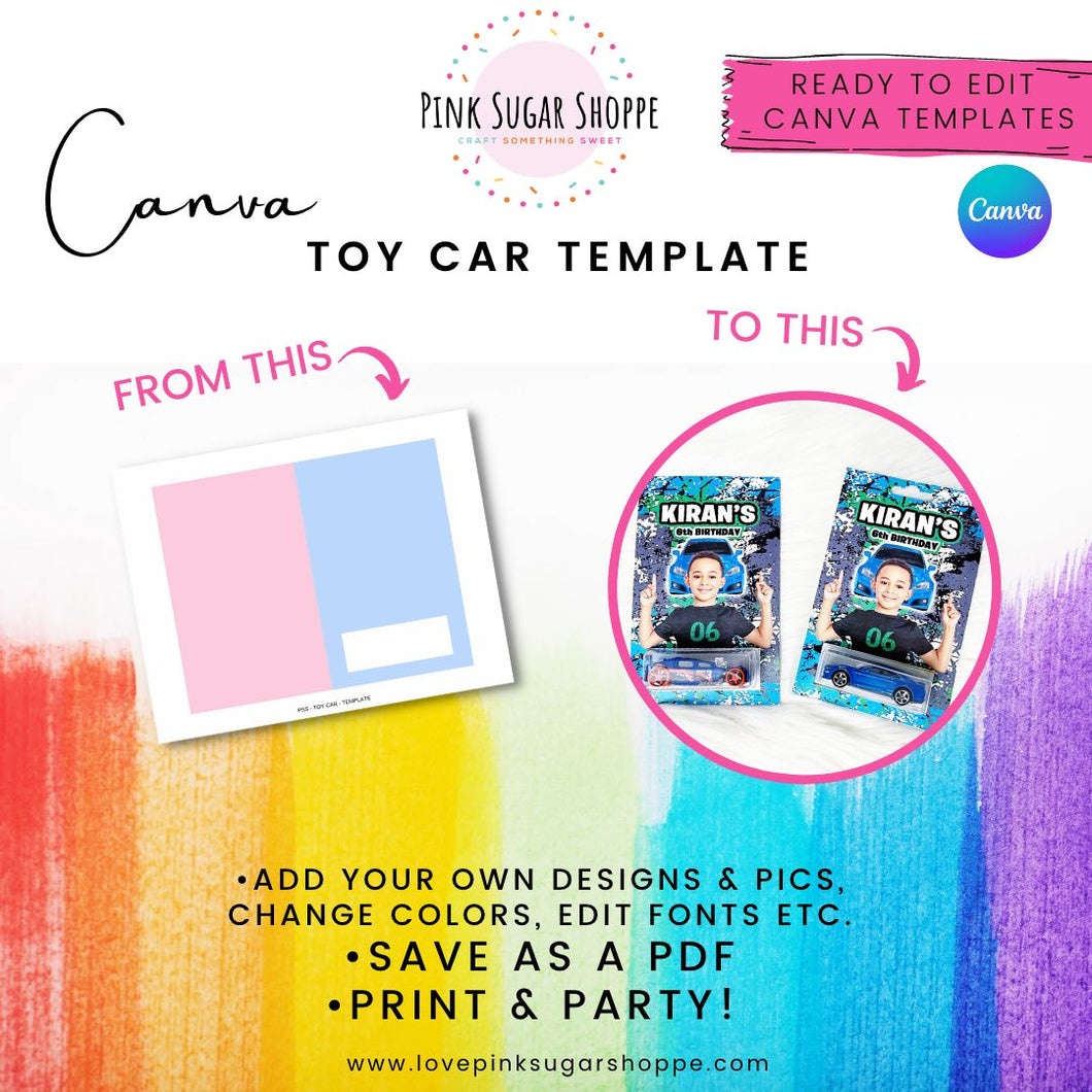 PINK SUGAR TOY CAR TEMPLATE CANVA