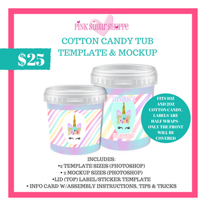 PINK SUGAR SHOPPE COTTON CANDY TUBS TEMPLATE & MOCKUP