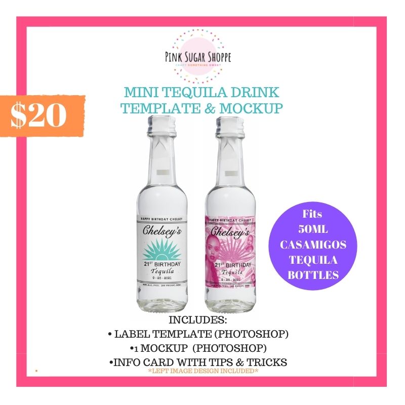 PINK SUGAR SHOPPE TEQUILA DRINK TEMPLATE AND MOCKUP