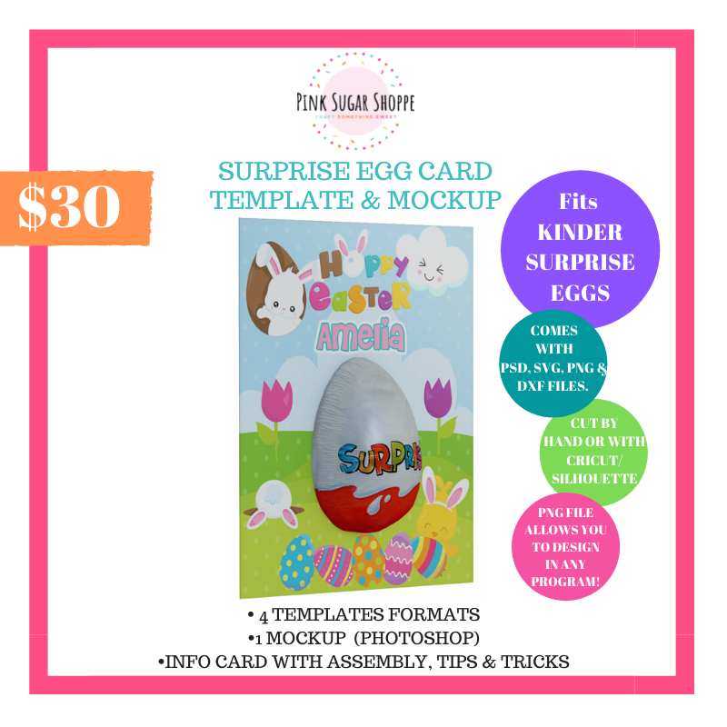 PINK SUGAR SHOPPE SURPRISE EGG CARD TEMPLATE AND MOCKUP