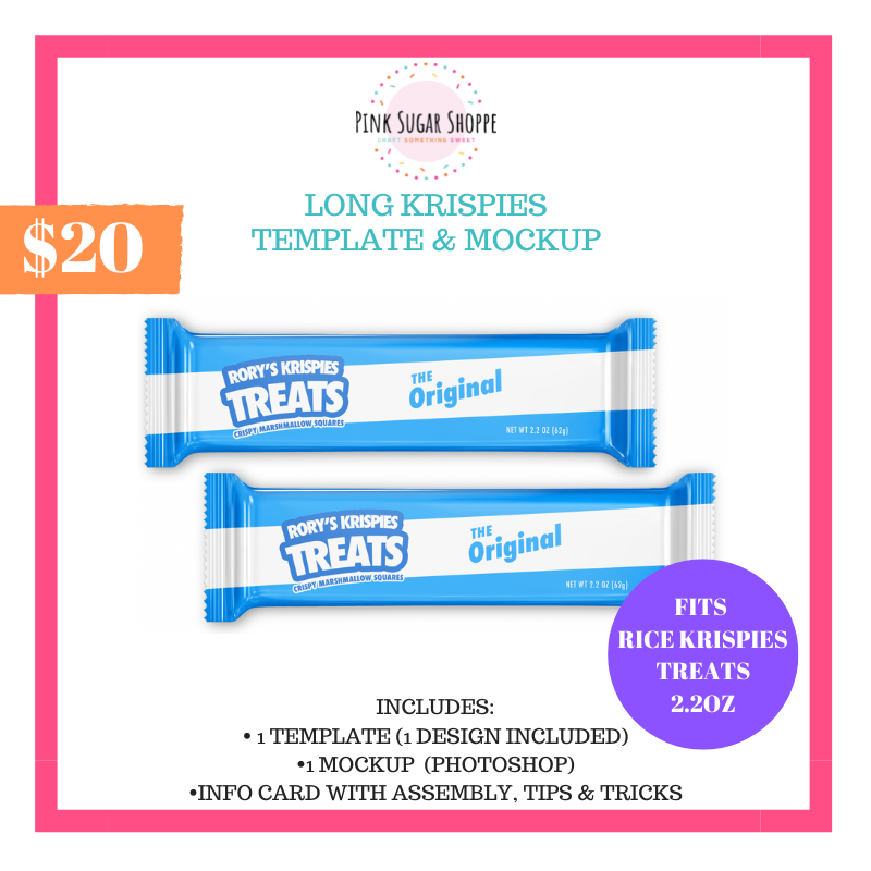 PINK SUGAR SHOPPE LONG KRISPIES SNACK TEMPLATE AND MOCKUP