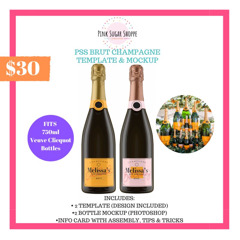 PINK SUGAR SHOPPE BRUT CHAMPAGNE TEMPLATE AND MOCKUP