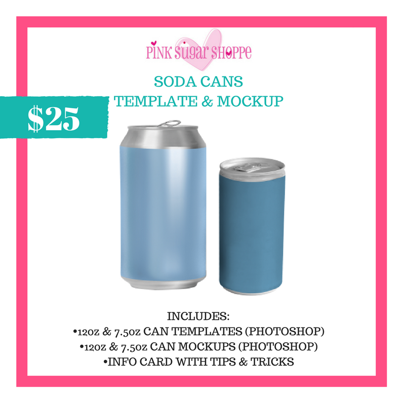 PINK SUGAR SHOPPE SODA CAN TEMPLATE AND MOCKUP