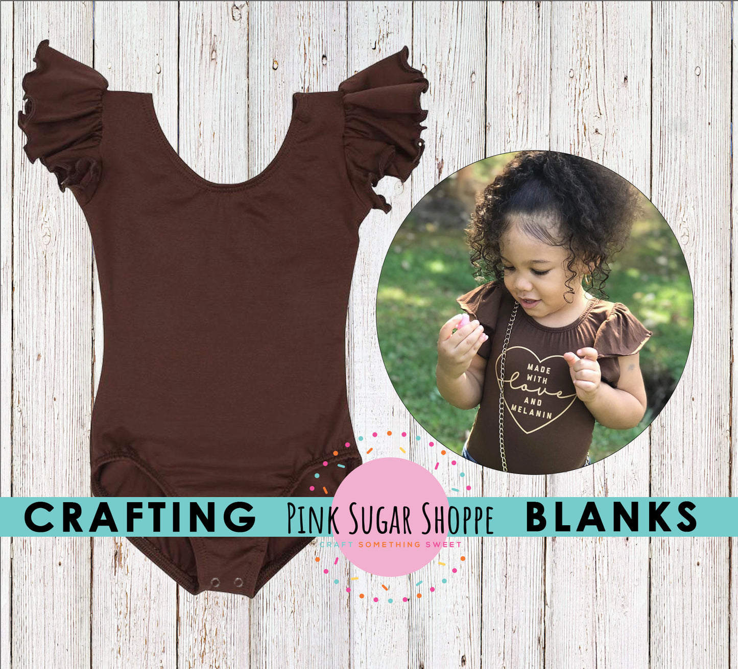 BLANK Ruffle Sleeve Leotards - PSS Crafting Blanks - BROWN - Chocolate - Flutter Sleeve - Leotard with Snaps - Girls - Dancewear - Ballet