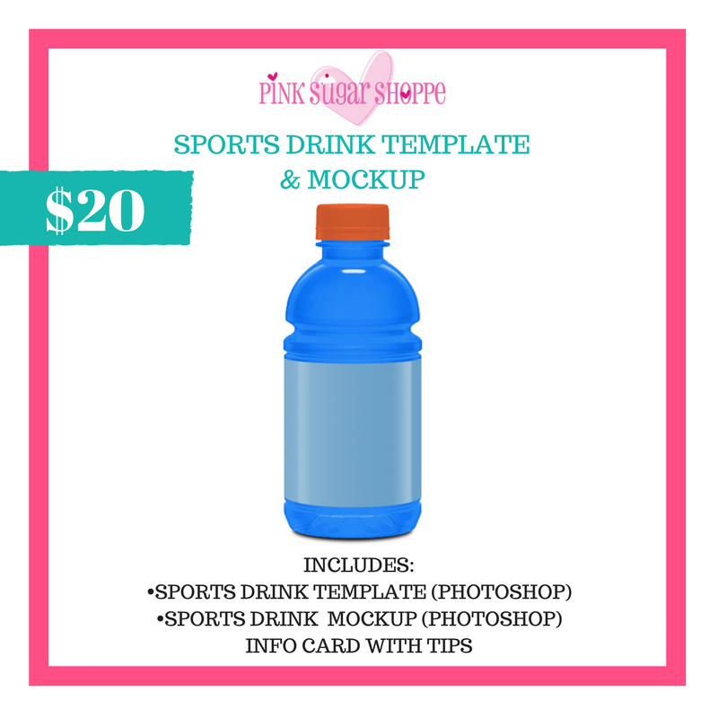 PINK SUGAR SHOPPE SPORTS DRINK TEMPLATE AND MOCKUP