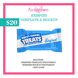 PINK SUGAR SHOPPE KRISPIES SNACK TEMPLATE AND MOCKUP