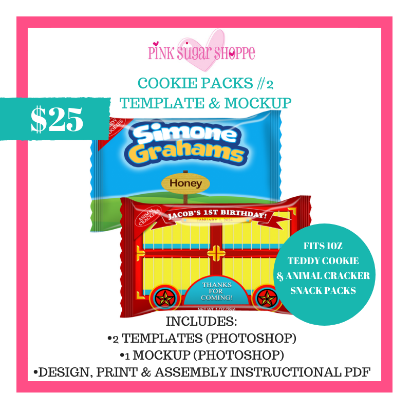 PINK SUGAR SHOPPE COOKIE SNACK PACKS 2 TEMPLATES AND MOCKUP