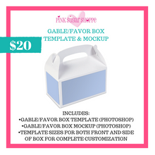 Load image into Gallery viewer, PINK SUGAR SHOPPE GABLE/FAVOR BOX LABEL TEMPLATE AND MOCKUP
