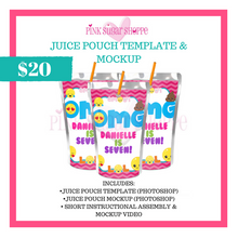 Load image into Gallery viewer, PINK SUGAR SHOPPE JUICE POUCH LABEL TEMPLATE AND MOCKUP
