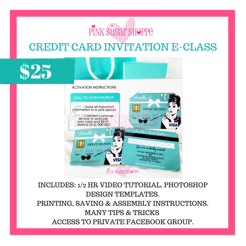 PINK SUGAR SHOPPE CREDIT CARD INVITATION E-CLASS