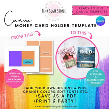 Load image into Gallery viewer, PINK SUGAR SHOPPE MONEY CARD TEMPLATE - CANVA
