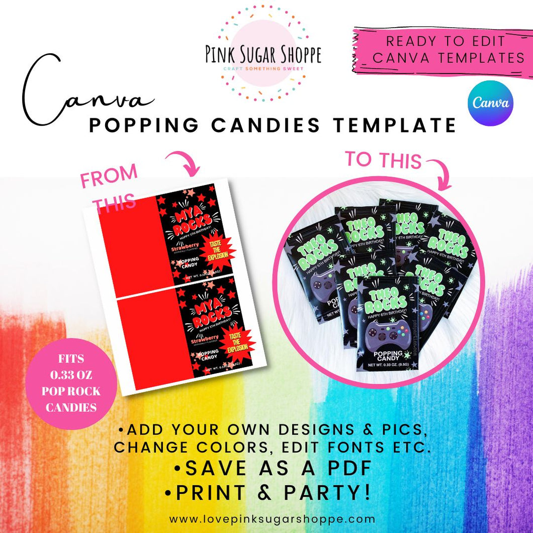 PINK SUGAR SHOPPE POPPING CANDIES TEMPLATE