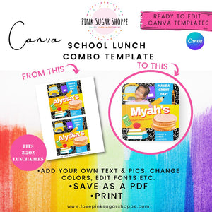 PINK SUGAR SHOPPE SCHOOL LUNCH COMBO TEMPLATE
