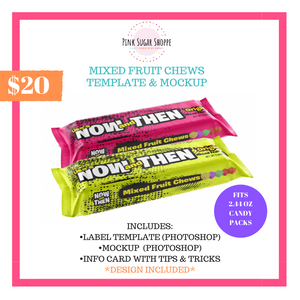 PINK SUGAR SHOPPE MIXED FRUIT CHEWS TEMPLATE AND MOCKUP