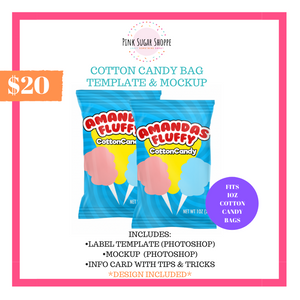 PINK SUGAR SHOPPE COTTON CANDY BAG TEMPLATE AND MOCKUP