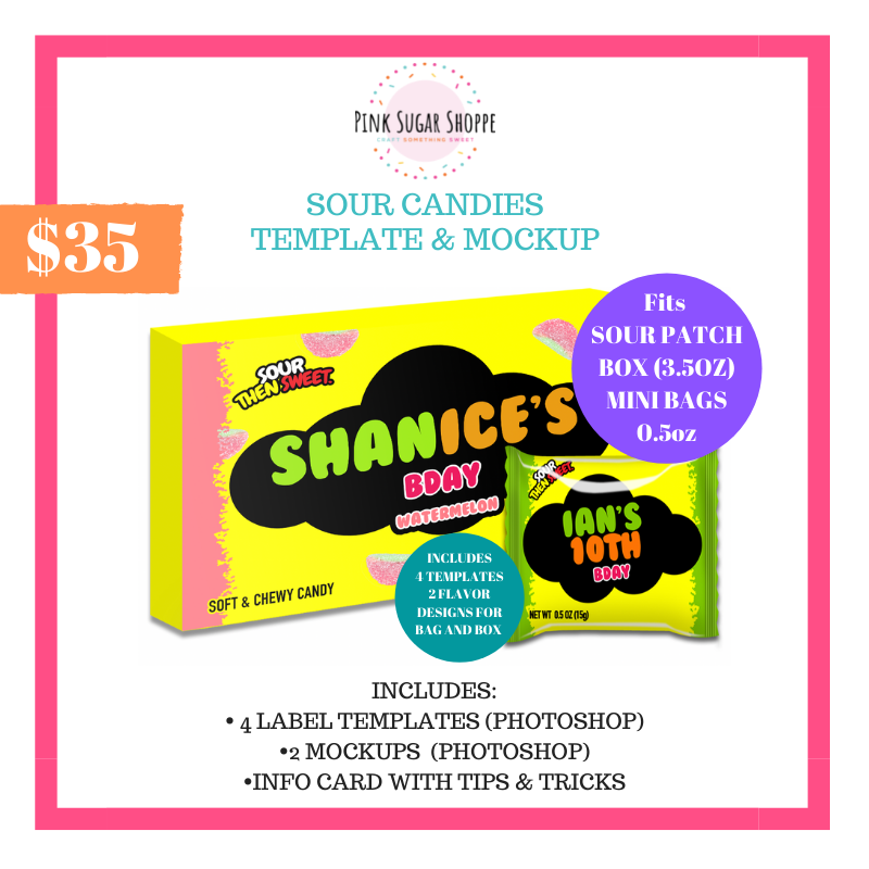 PINK SUGAR SHOPPE SOUR CANDIES TEMPLATE & MOCKUP