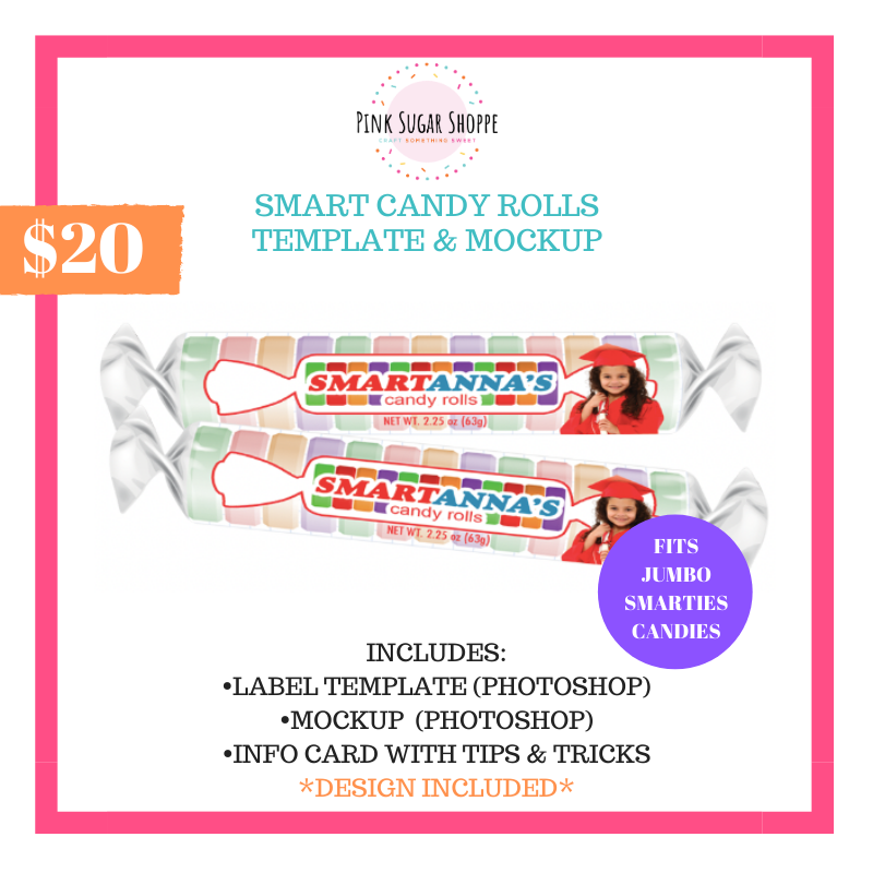 PINK SUGAR SHOPPE SMART CANDY ROLL TEMPLATES AND MOCKUPS