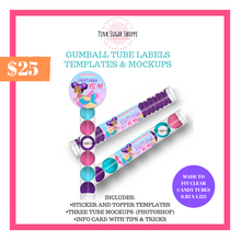 Load image into Gallery viewer, PINK SUGAR SHOPPE GUMBALL LABEL TEMPLATE AND MOCKUP
