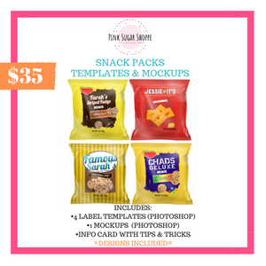 PINK SUGAR SHOPPE SNACK PACK TEMPLATES AND MOCKUPS