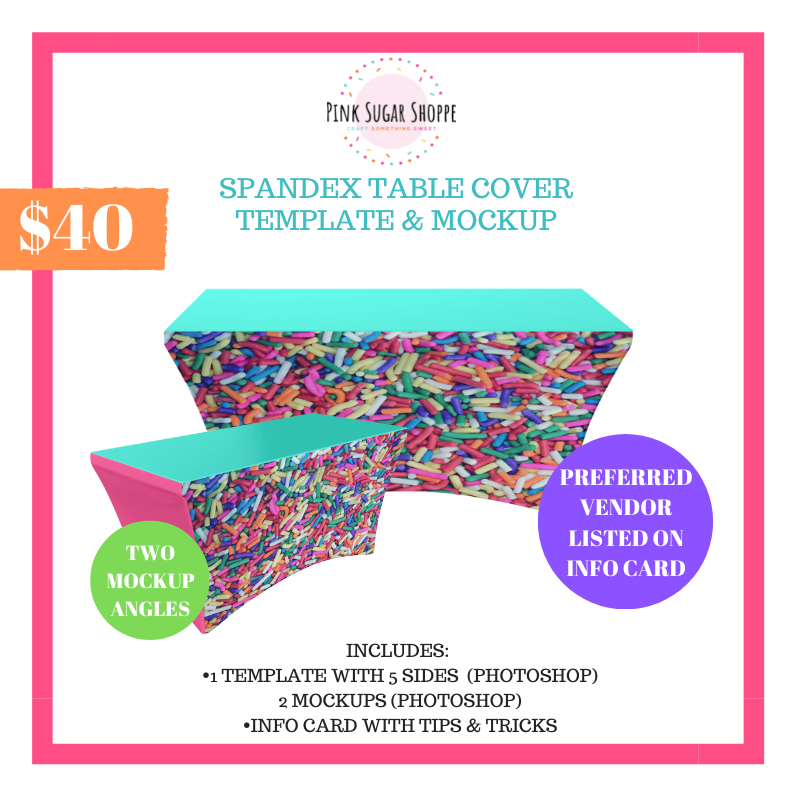 PINK SUGAR SHOPPE SPANDEX TABLE COVERS