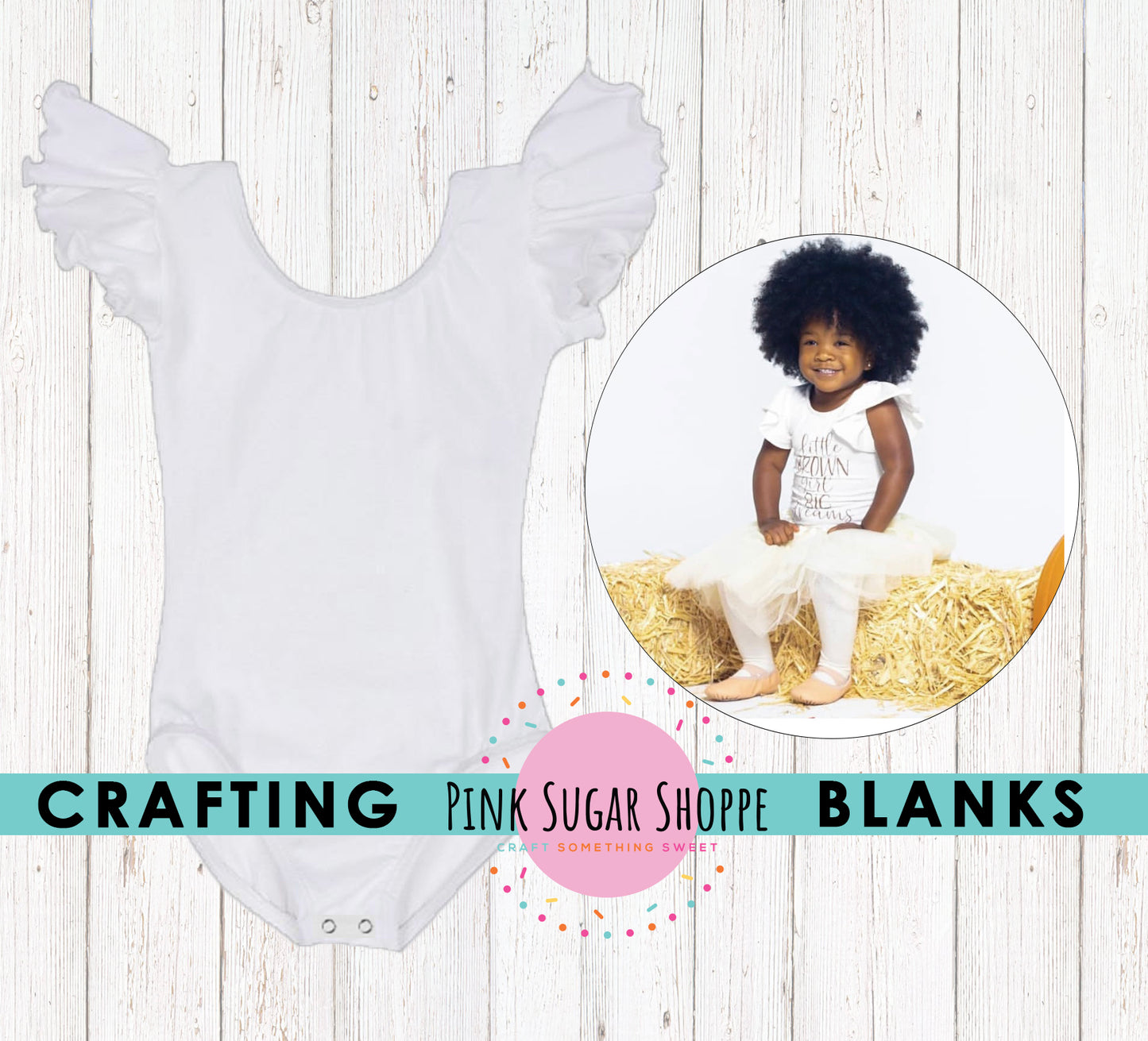 BLANK Ruffle Sleeve Leotards - PSS Crafting Blanks - WHITE - Flutter Sleeve - Leotard with Snaps - Girls - Dancewear - Ballet