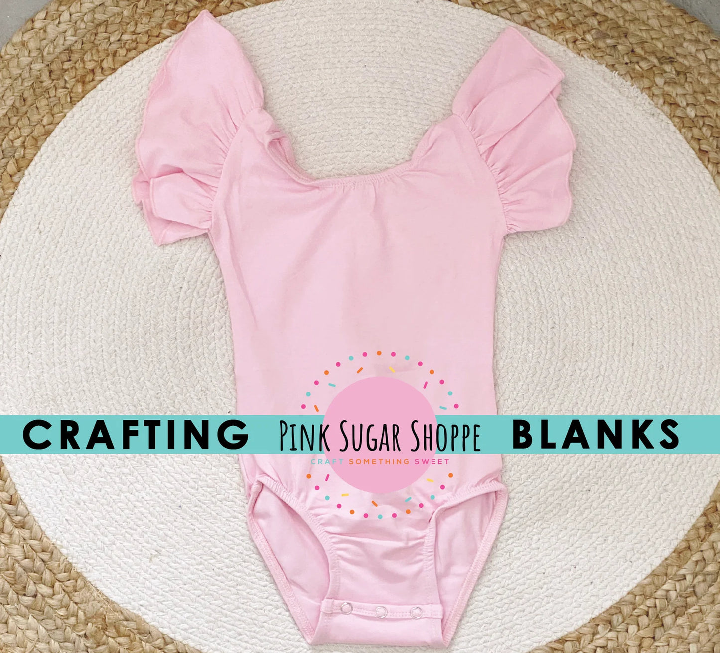 BLANK Ruffle Sleeve Leotards - PSS Crafting Blanks - PINK - Flutter Sleeve - Leotard with Snaps - Girls - Dancewear - Ballet