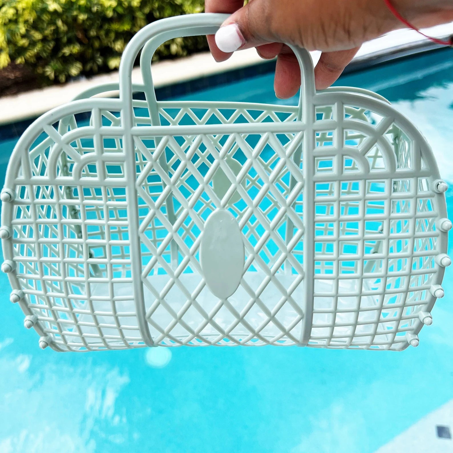Custom Retro Vintage Eco-Friendly PVC Jelly Basket Tote Bag Beach