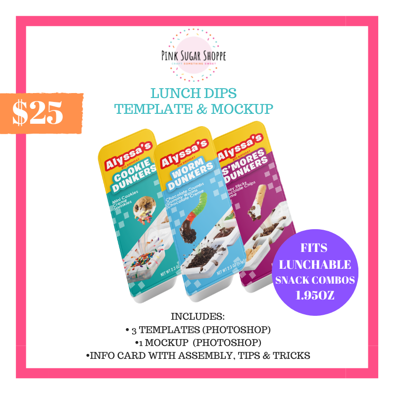 PINK SUGAR SHOPPE LUNCH DIPS TEMPLATE AND MOCKUP