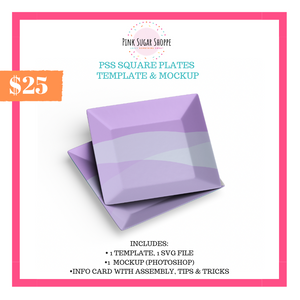 PINK SUGAR SHOPPE SQUARE PLATE TEMPLATE AND MOCKUP